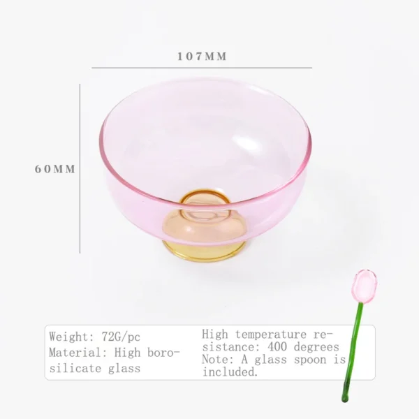 Stained Glass Transparent Goblet Bowl Spoon Set High Borosilicate Glass Bowl Fruit Salad Dessert Bowls Household Tableware - Image 6