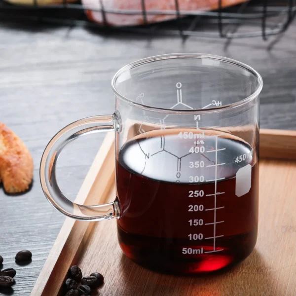 450ml High Borosilicate Glass Cup Caffeine Beaker Mug Graduated With Handle Breakfast Coffee Milk Oatmeal Cup - Image 4