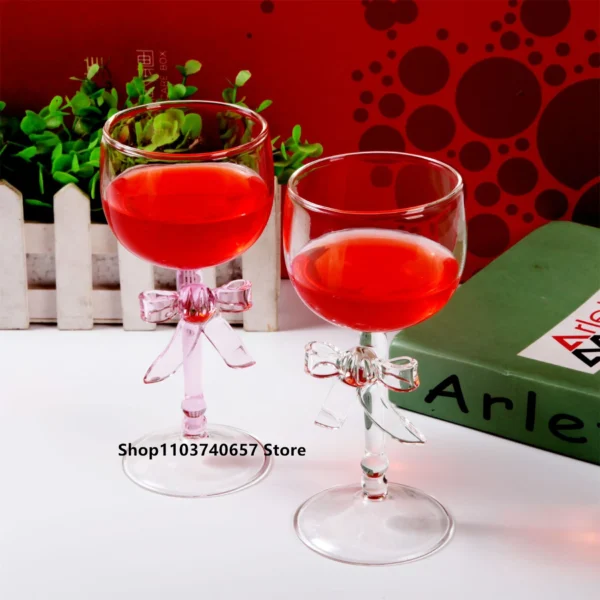 Creative Bow Champagne Glass Ins Korean Style Wine Glass Goblet Simple Household Beverage Juice Cocktail Cup - Image 4