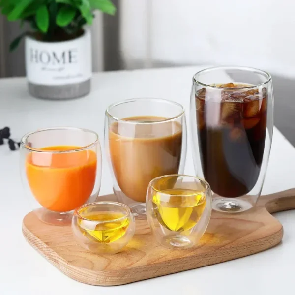 Heat Resistant Double Wall Glass Cup 80-650Ml Beer Milk Coffee Water Cups Transparent Cup Wholesale Glass Drinkware Mug Set Gift - Image 3