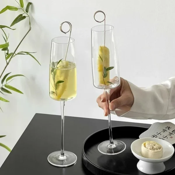 Thin High-foot Glass Cup Creative Champagne Glass Cups Transparent Bubble Wine Glasses Cup Japanese Cocktail Glasses Cups - Image 3