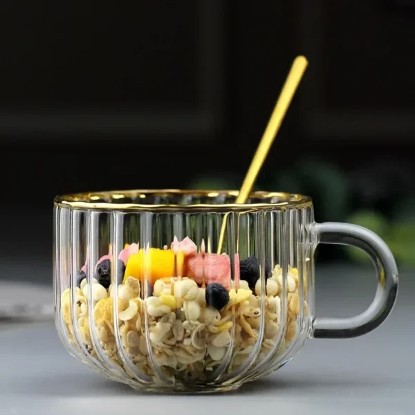 Transparent Glass Breakfast Cup Coffee Tea Mug Drink Dessert Breakfast Milk Cup Household Handle Large Capacity Coffee Cup New - Image 5