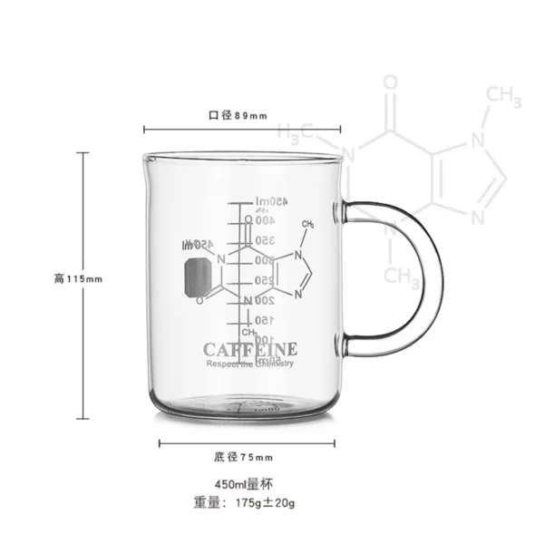 450ml High Borosilicate Glass Cup Caffeine Beaker Mug Graduated With Handle Breakfast Coffee Milk Oatmeal Cup - Image 6