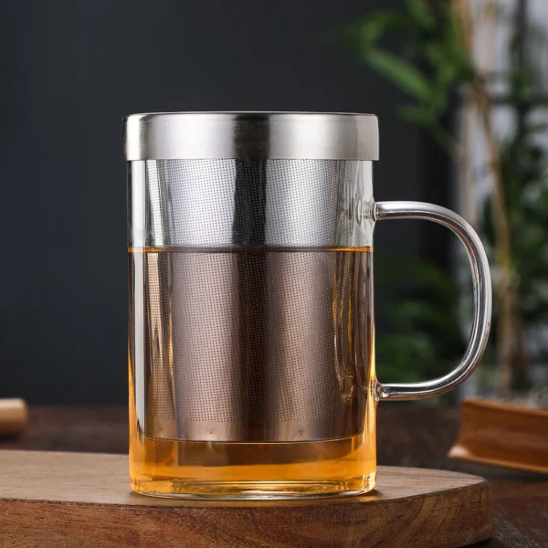 500ml Glass Cup Tea Mug Borosilicate Glass Tea Cup with Infuser and Lid Drinkware Home Office Mug for Tea Brewing Water Glass