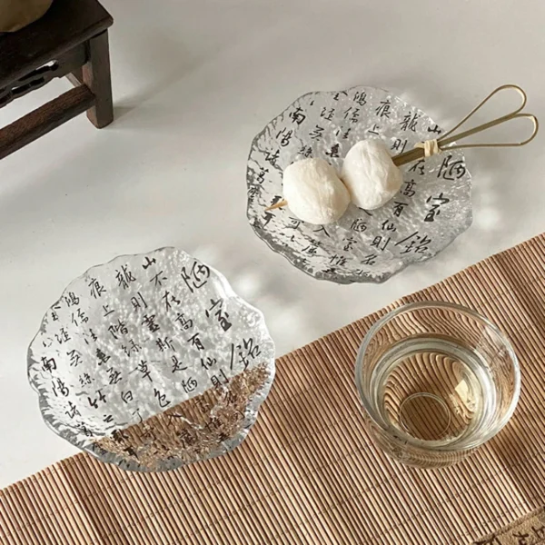 Transparent Handmade Glass Coaster Mini Dessert Tray Sauce Plate Heat Insulation Mat Home Decor Tableware Kitchen Accessories