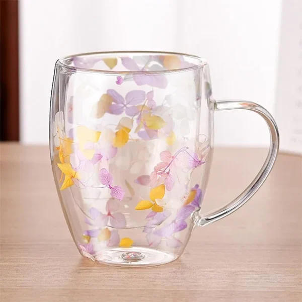 Dry Flower Double Layer Glass Cup, Creative Gift, Cute Milk Cup, Coffee Cup, Handle Mug, Heat-Resistant Cup - Image 6