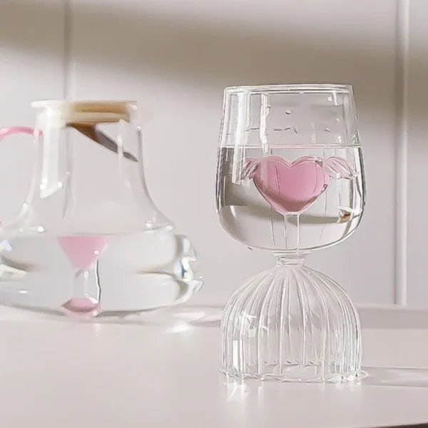 Love Angel Pink Glass Bottle Wine Glasses Cooler Transparent Large Capacity Cold Water Milk Juice Bottle Mugs - Image 2