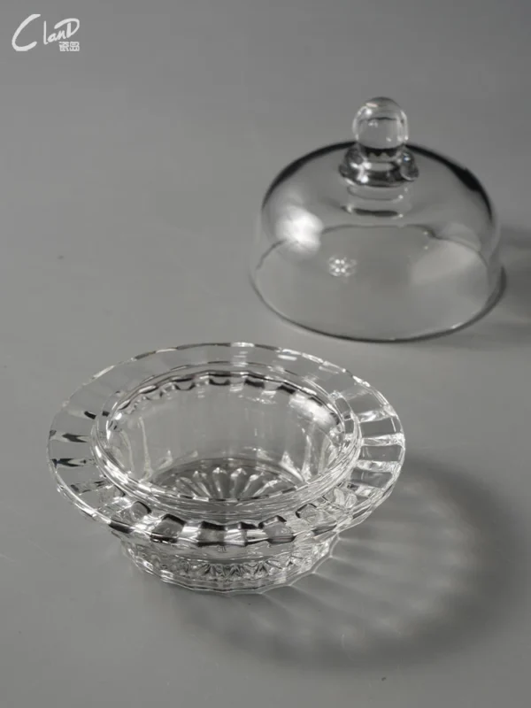 glass bowl with lid transparent and creative snow fungus broth dessert sugar water bowl dessert Chinese suit - Image 3