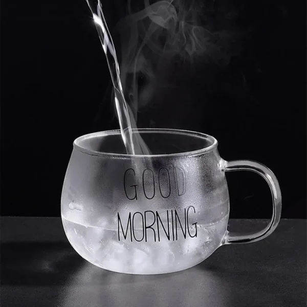 1Pc Round Transparent Glass Clear Mug Cup Milk Coffee Glass Letter Printing Drinkware With Handle For Tea Juice Breakfast - Image 4