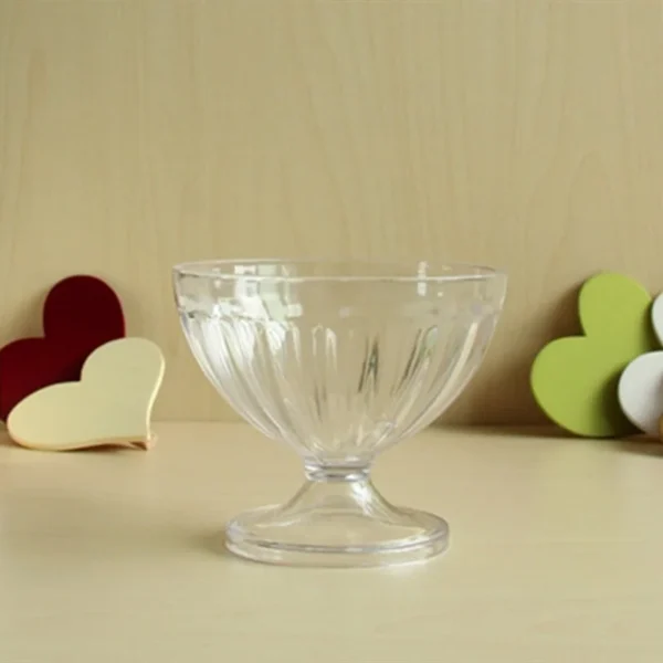 Clear Acrylic Salad Bowl for Dessert Mill Shake Goblet Glass Embossed Ice Cream Cup Transparent Creative Salad Plates 250/300Ml - Image 3