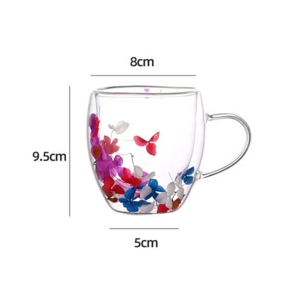 Creative Double Wall Coffee Mug Real Dried Flower Filler Glass Cups Tea Coffee Cup With Handles Heat Resistant Mug Gift - Image 6