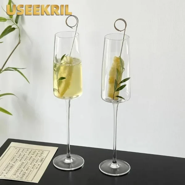 Thin High-foot Glass Cup Creative Champagne Glass Cups Transparent Bubble Wine Glasses Cup Japanese Cocktail Glasses Cups