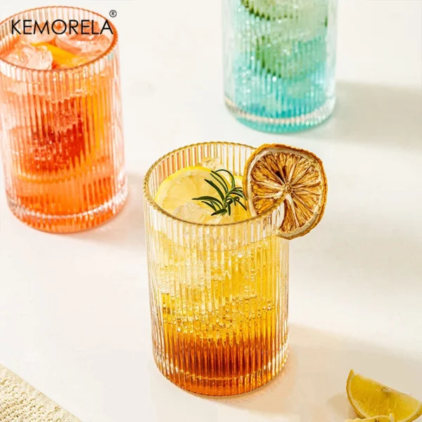 4/8PCS Vertical Pattern Glass Cup Bar Glassware Cocktail Glasses Ideal For Beer Water Juice Ice Coffee Cup Whiskey Drinkware Set - Image 2