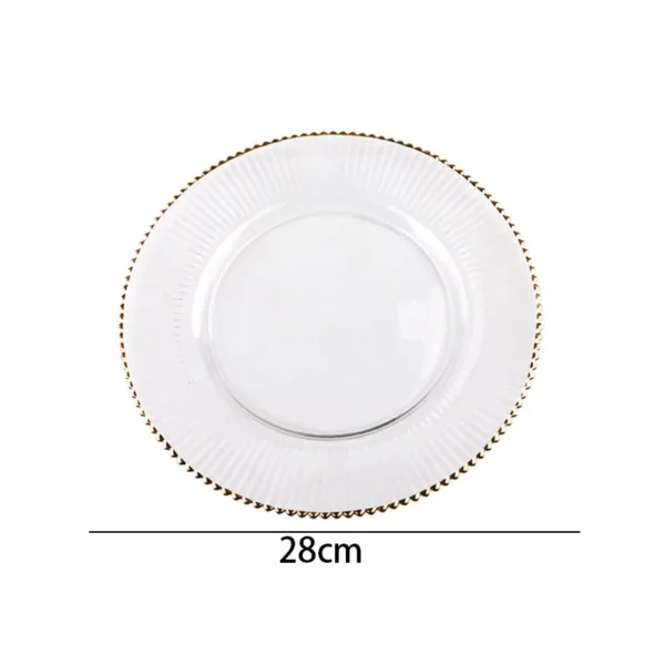 Golden Stroke Glass Plate Transparent Stripe Embossed Decorative Home Fruit Salad Plates Western Restaurant Table Top Steak Dish - Image 6