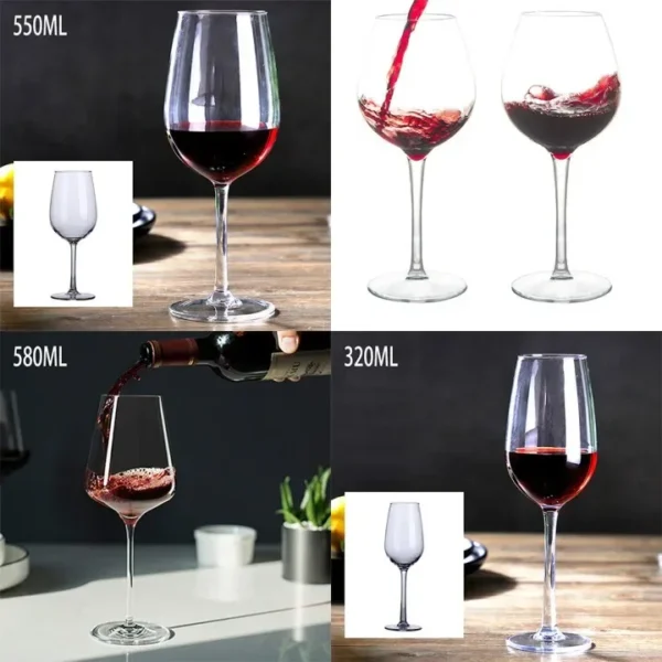 Plastic Wine Glass Cups Transparent Unbreakable Silicone Plastic Wine Glass Cup 320ML/550ML/580ML Bar Home Goblet Cupware - Image 3