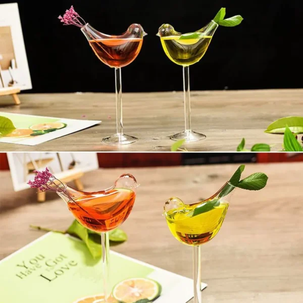 Bird Pufferfish Glass Wine Cup Creative Personality Transparent Straw Cup Cocktail Juice Drink Goblet For Party Bar Nightclub - Image 3