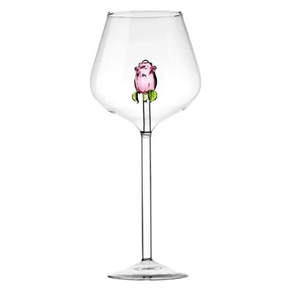 Wine Glasses with Rose Inside Stemmed Red Wine Flower Goblet Romantic Flower Wine Glassware Clear Cocktail Cup Crystal Champagne - Image 4