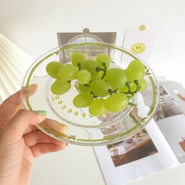 Lovely Tulip Transparent Round Glass Plate Breakfast Sushi Dessert Afternoon Cake Plate Retro Kitchen Decoration Wedding Plate - Image 4