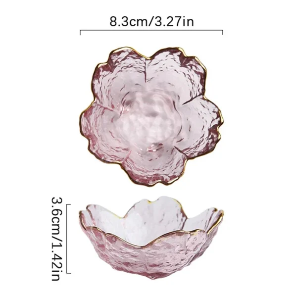 1PCS New Cherry Blossoms Seasoning Plate Small Glass Dish Nodic Gold Inlay Sauce Bowl For Ice Cream Fruit Sala Kitchen Supplies - Image 4