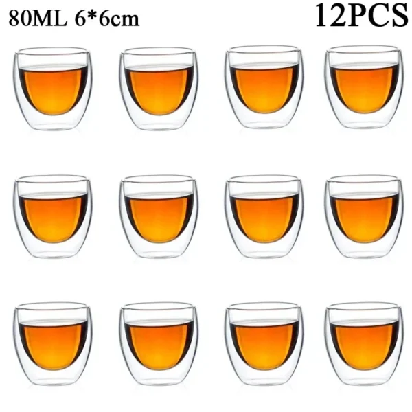 80ML/150ML 2-18PCS Double Wall Glass Kung Fu Tea Cup Transparent Coffee Milk Water Mug High Borosilicate Glass Drinkware Tea Set