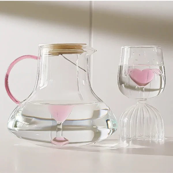 Love Angel Pink Glass Bottle Wine Glasses Cooler Transparent Large Capacity Cold Water Milk Juice Bottle Mugs - Image 4