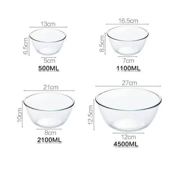 0.5/1.1/2.1/4.5L Heat-resistant Glass Bowl Vegetables Fruit Dessert Salad Bowls Kitchen Home Transparent Food Container - Image 6