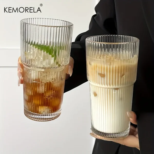 600ML Stripe Glass Coffee Cup With Lid and Straw Transparent Drinking Glasses for Juice Milk Tea Cups Iced Coffee Mugs Drinkware - Image 4