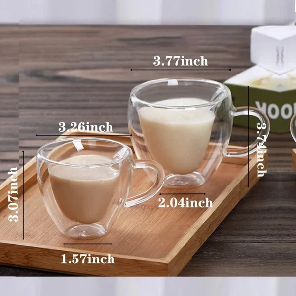 240ML Heart Shaped Glass Cup Double Wall Glass Coffee Mug Heat-Resisting Glasses Cup Milk Coffee Drinking Shot Glasses Drinkware - Image 6