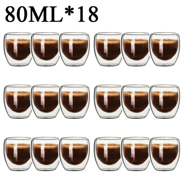 2-18PCS Double Wall High Borosilicate Glass Mug Heat Resistant Tea Milk Juice Coffee Water Cup Bar Drinkware Gift Creativity Set - Image 2