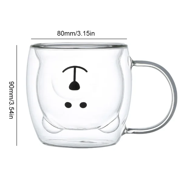 Funny Milk Cup with Handle Insulated Double Wall Glass Bear Cup Cartoon Animal Tea Milk Juice Cups Valentine Day Birthday Gifts - Image 6