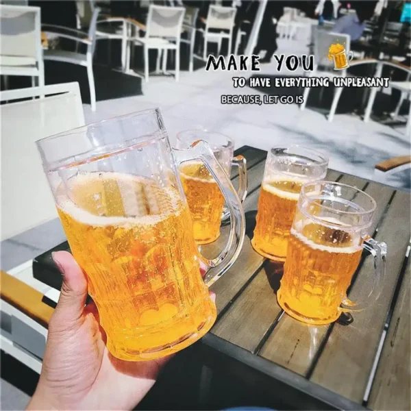 450ml Creative Cool Double Mezzanine Summer Fake Beer Glass Thickened Cup With Handgrip Transparent Beer Mugs Teasing Supplies - Image 3