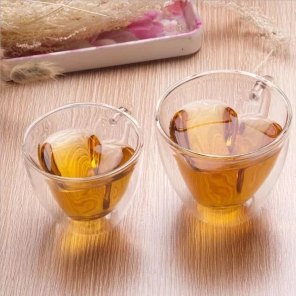 1 PCS Heart Love Shaped Glass Mug Couple Cups Double Wall Glass cup Heat-Resisting Tea Beer Mugs Milk coffee Cup Gift Drinkware - Image 3