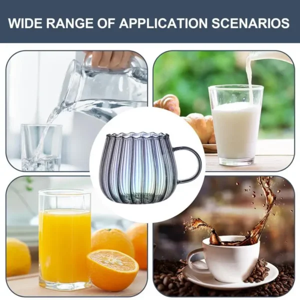 Glass Mugs Tea Cups Cappuccino Latte 400ML Convex Large Capacity Glass Mugs Dishwasher Safe With Handle Pumpkin shape mug ﻿ - Image 6