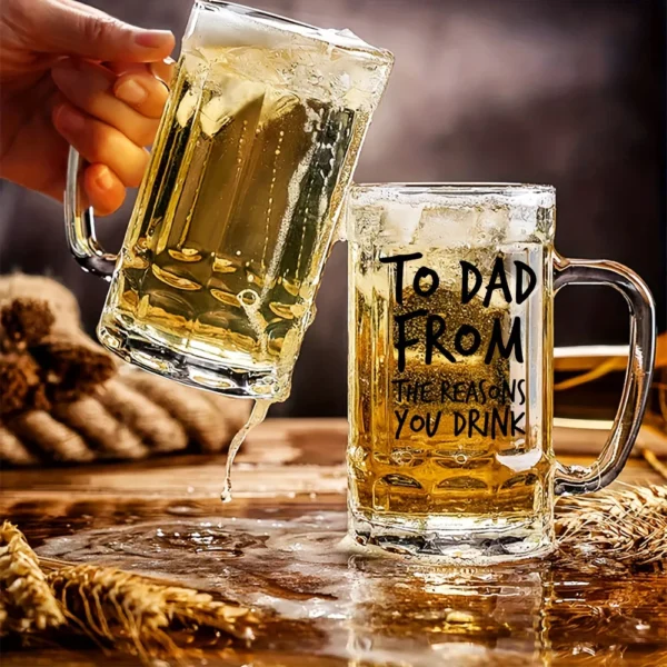 Dad's Favorite Glass Beer Mug - Reusable, Thick-Bottomed for Draft Beer, Juice & Milk - Perfect Father's Day Gift, - Image 5