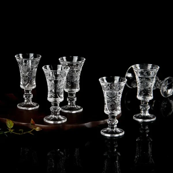 6pcs/Set Whisky Brandy Small Cup Chinese Style White Spirit Glasses 34ml Glass Crystal Goblet for Family Party Night Bar - Image 3