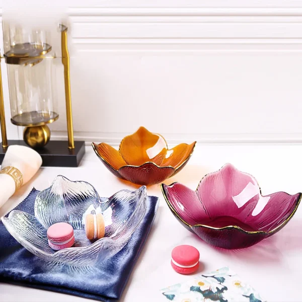 Phnom Penh flower petals glass dessert bowl household fruit plate salad bowl ice cream bowl kitchen supplies