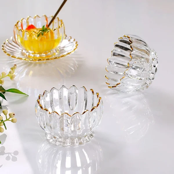 European Style Glass Bowl Delicate Flower Type Fruit Plate Dessert Salad Bowl Table Candy Dried Fruit Snack Tray Ice Cream Cup - Image 3