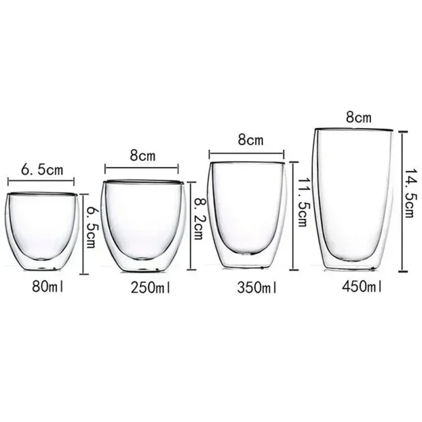 2-18PCS Double Wall High Borosilicate Glass Mug Heat Resistant Tea Milk Juice Coffee Water Cup Bar Drinkware Gift Creativity Set - Image 6