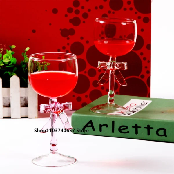 Creative Bow Champagne Glass Ins Korean Style Wine Glass Goblet Simple Household Beverage Juice Cocktail Cup - Image 2