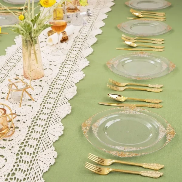 100PCS Clear and Gold Plastic Plates - Gold Plastic Plates Include 50PCS 10.25inch Dinner Plates& 50PCS 7.5inch Dessert Plates - Image 6