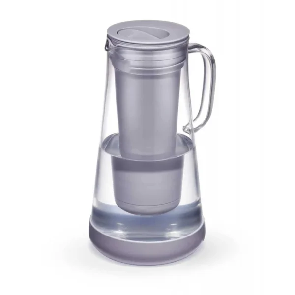 Home– WaterPitcher, 7-Cup, Glass with Silicone Base, Wisteria, for Everyday Protection Against Bacteria, parasites, micr