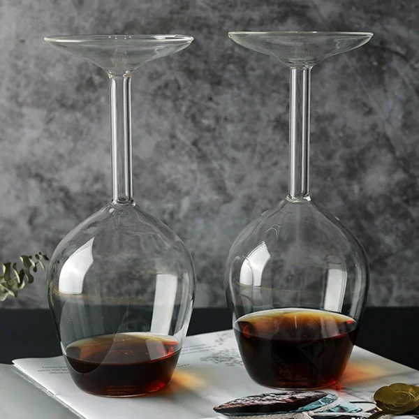 Creative Upside Down Goblet Wine Cup Funny Party Glassware Wedding Flutes High Borosilicate Glass Inverted Wineglass - Image 4