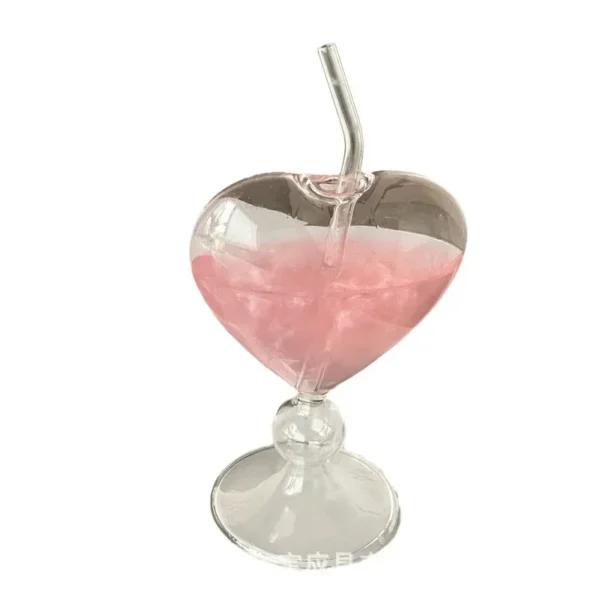 Ins Style Internet Celebrity Love Cup Straw Glass Bar Cocktail Glass Juice Drink Cocktail Tall Glass Champagne Glasses - Image 5