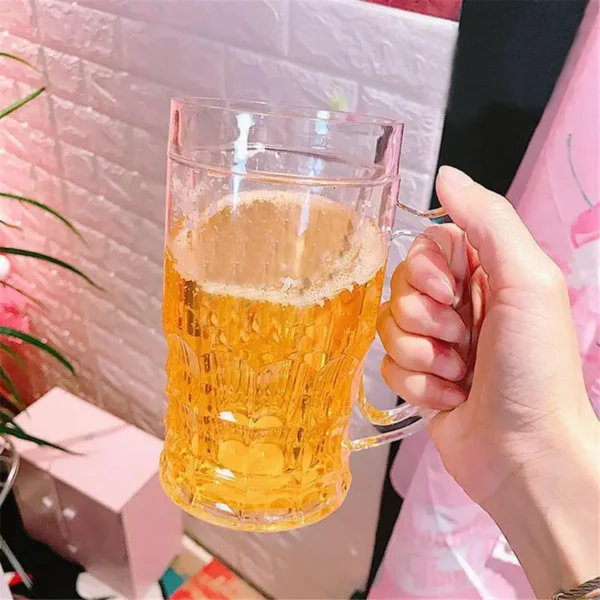 450ml Creative Cool Double Mezzanine Summer Fake Beer Glass Thickened Cup With Handgrip Transparent Beer Mugs Teasing Supplies - Image 2