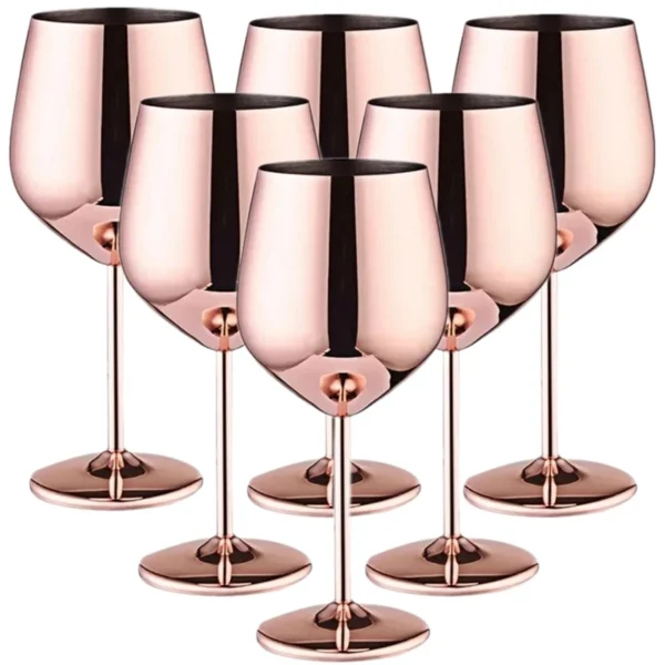 6PCS New Stainless Steel Glass Cocktail Creative Metal Wine Bar Champagne Red Wine Glass Barware Cup