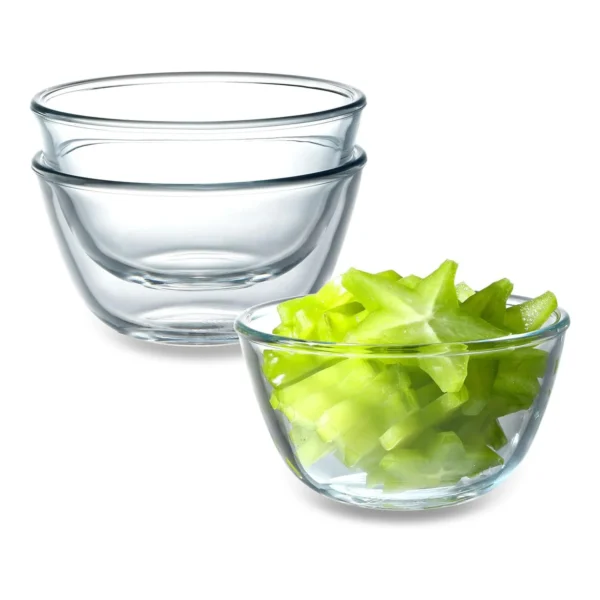 3 Pack Clear Glass Bowls Set 17oz Glass Prep Bowls Glass Bowls for Kitchen