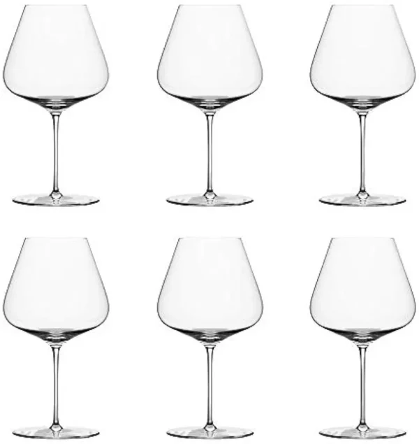 Denk'Art Burgundy Wine Glass Hand-Blown Crystal | Boxed Set of 6 Height 9.1 inches, widest point 4.9 inches is 960 ml.