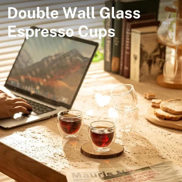 6pcs Double Wall Glass Cup 80ml Cute Mugs Coffee Cups Drinking Glasses for Drinks Personalized Mug Beer Tea Cup Set - Image 3