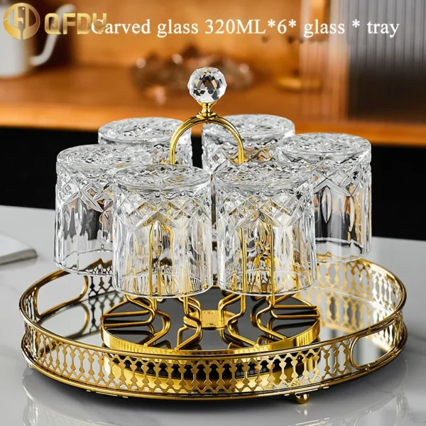 wine glass 6-piece set with rotating cup holder light luxury high-end whiskey glass Home cup water glass beer cup - Image 4