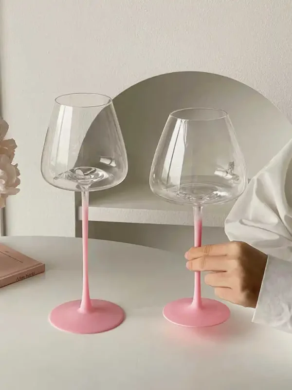 800ml Large Capacity Pink Goblet Glasses For Home Use High-end Glass Champagne Glasses White Wine Red Wine Glasses - Image 2